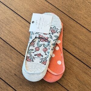 LOFT Gray Floral Polka Dot No-Show Socks